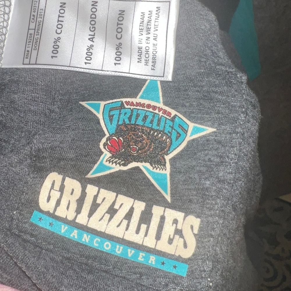 Mitchell & Ness Vancouver Grizzlies NBA Jumpball Henley Shirt Grey Teal XL NEW - Picture 5 of 12